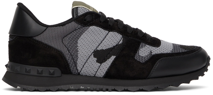 Photo: Valentino Garavani Black & Blue Camo Rockrunner Sneakers