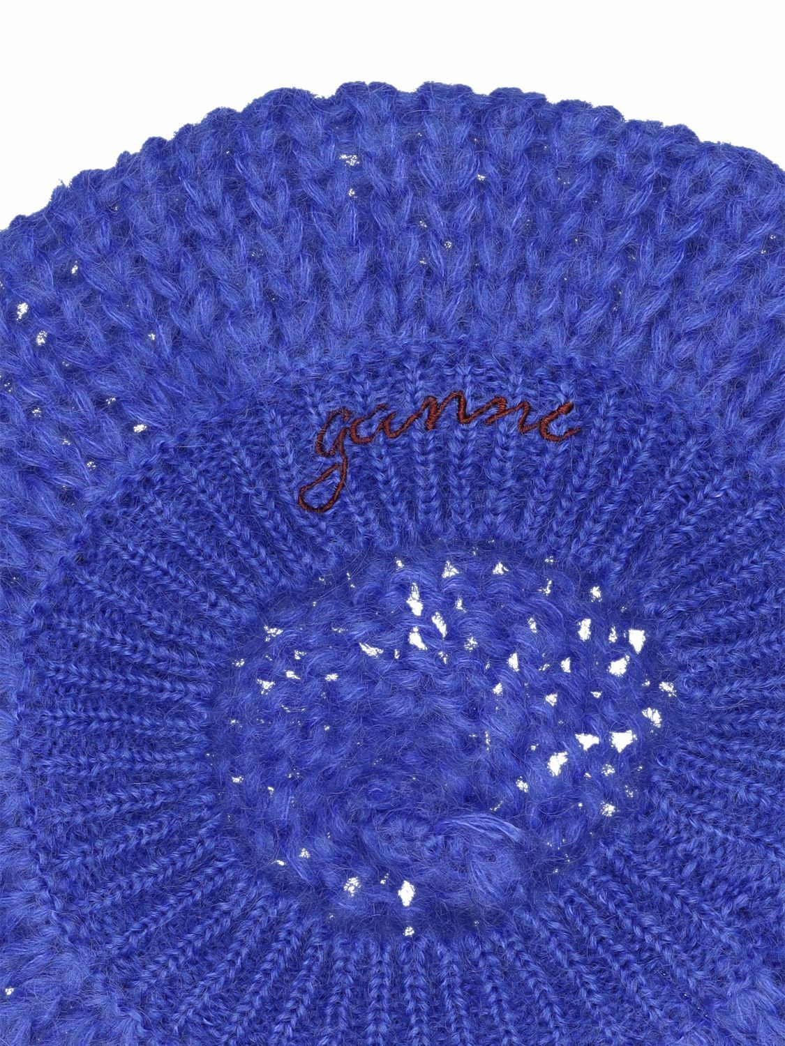 GANNI mohair knit beret w embroidered logo GANNI - Mohair Beret W/ Logo GANNI main image 3