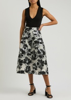 Stine Goya Floral-jacquard Organza Midi Skirt Black And White