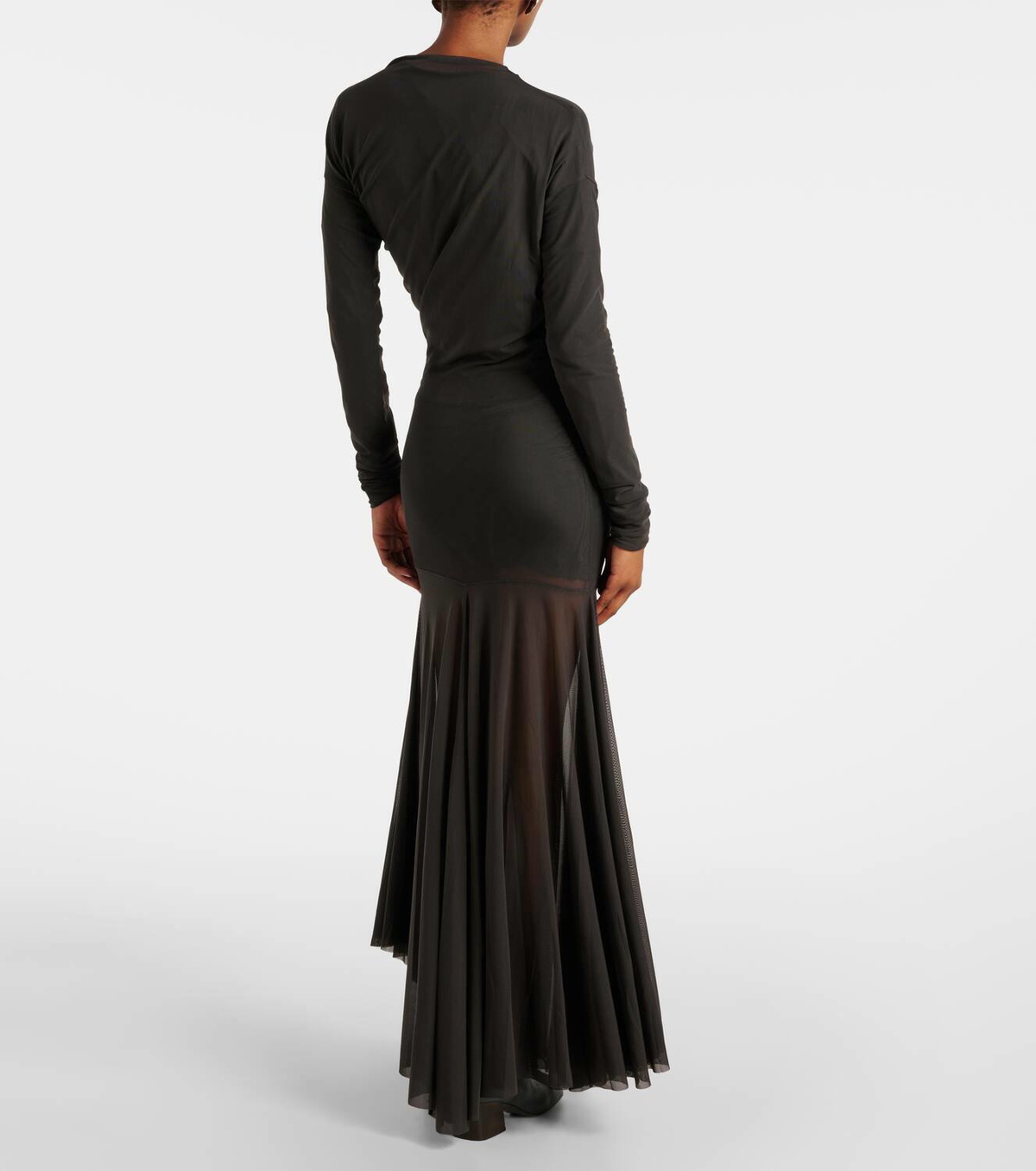 Lemaire Draped jersey and mesh maxi dress Lemaire