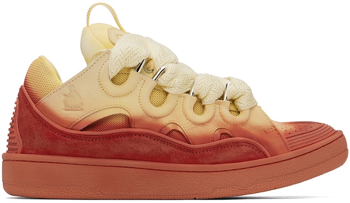 Photo: Lanvin Yellow & Red Leather Curb Sneakers