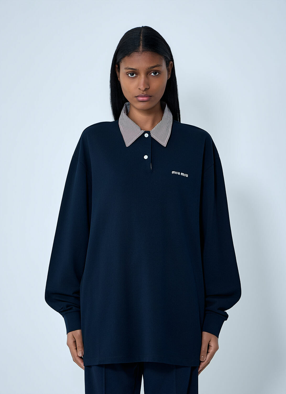 Miu Miu Collared Long Sleeve Polo Shirt