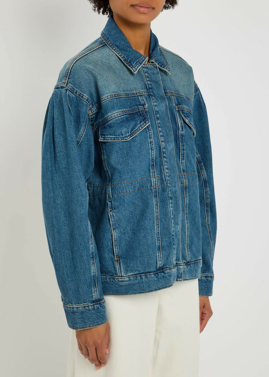 Good American Panelled Stretch-denim Jacket Indigo