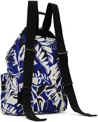 Palm Angels White & Blue Graphic Backpack