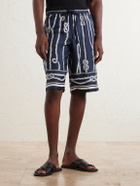 Dolce&Gabbana - Marina Straight-Leg Printed Silk-Twill Drawstring Shorts - Blue