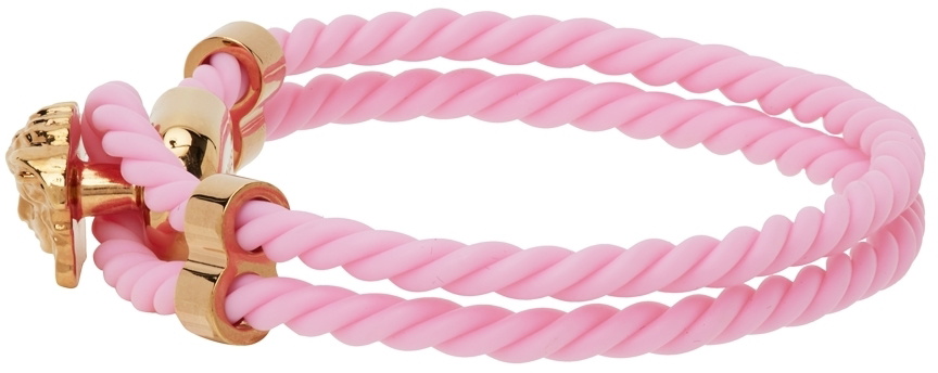 Versace Pink & Gold Rubber Medusa Bracelet Versace