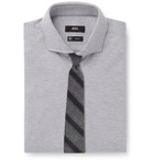 Hugo Boss - Jason Slim-Fit Cutaway-Collar Mélange Cotton-Jersey Shirt - Gray