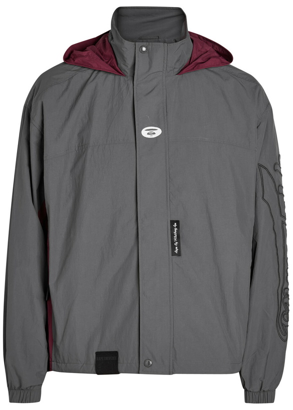 Photo: Aape Colour-block Hooded Shell Jacket Grey