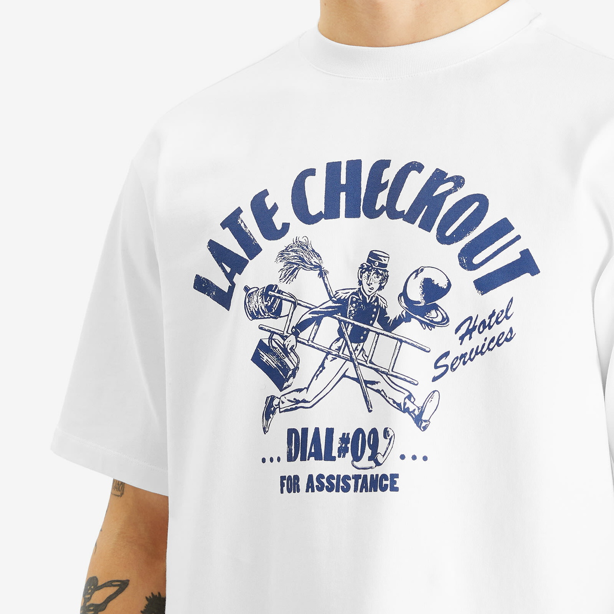 Late Checkout Men's Hotel Services T-Shirt in White