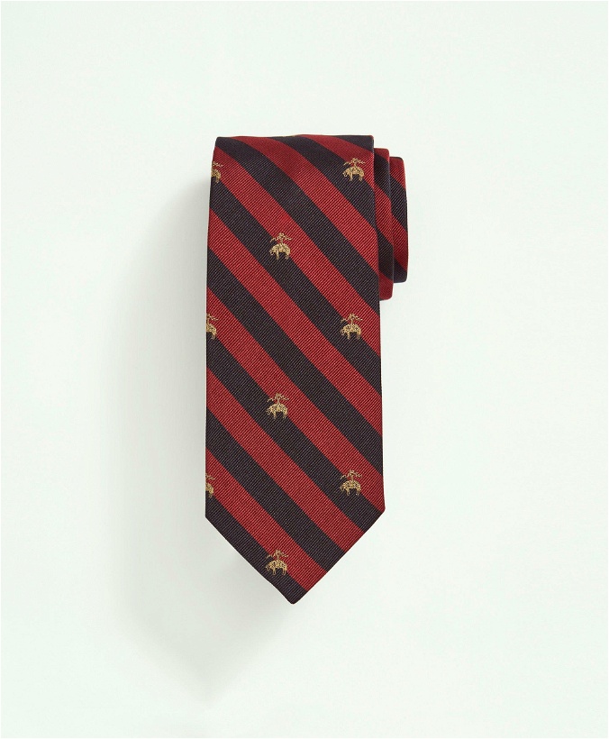 Photo: Brooks Brothers Men's Fleece Rep Tie | Dark Red