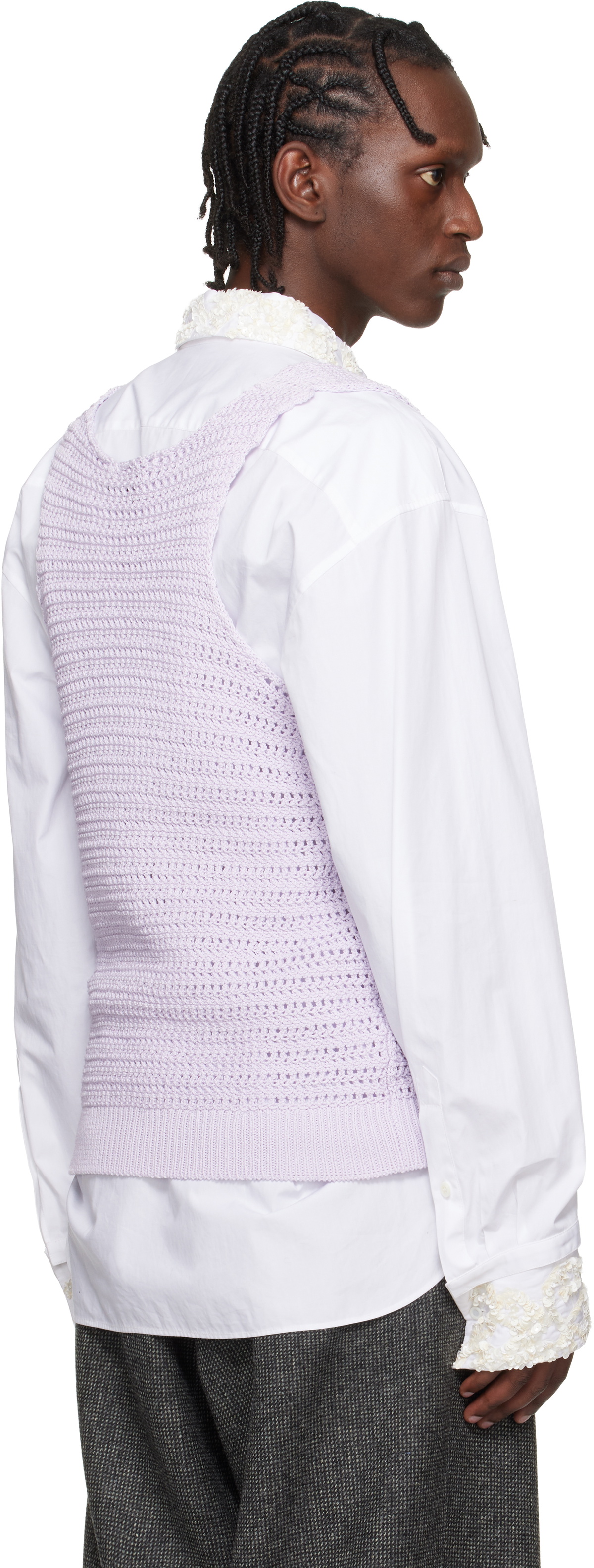 Dries Van Noten Purple & Khaki Argyle Tank Top