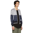 Thom Browne Grey and Navy Ripstop Bomber Jacket