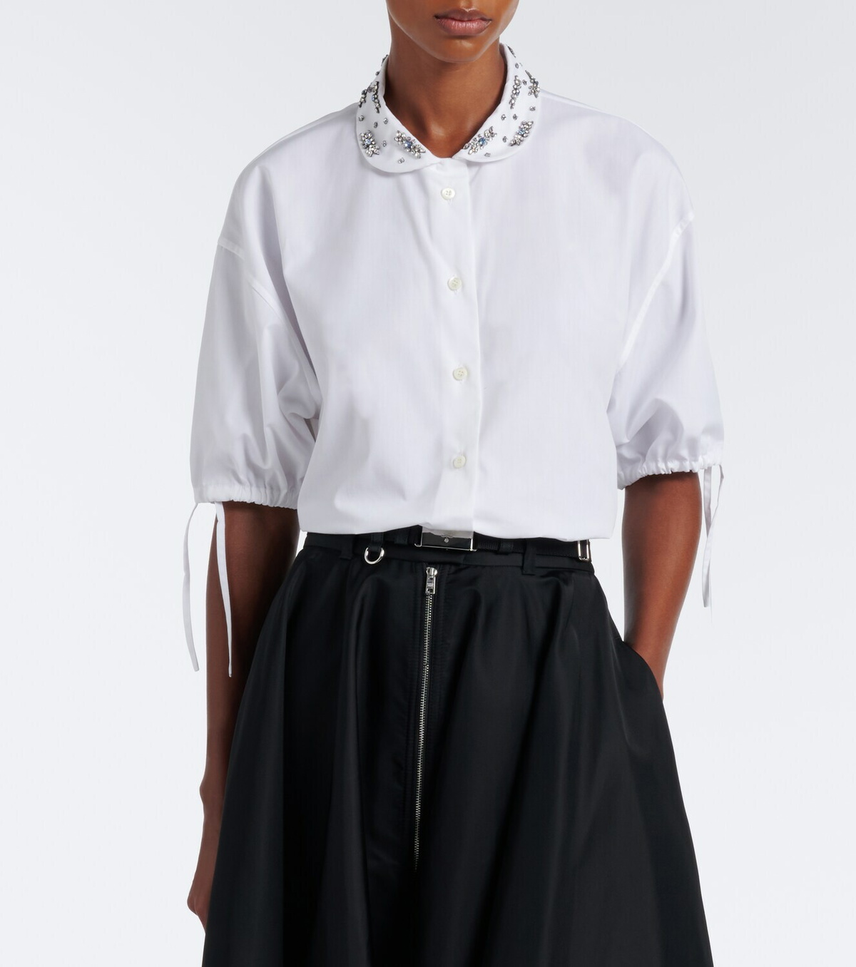 Prada Crystal-embellished poplin shirt