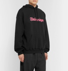 Balenciaga - Logo-Print Fleece-Back Cotton-Jersey Hoodie - Black