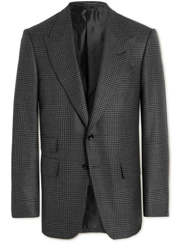 Photo: TOM FORD - Shelton Slim-Fit Prince of Wales Checked Wool Suit Jacket - Gray