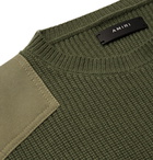 AMIRI - Tencel-Trimmed Ribbed Wool and Cashmere-Blend Sweater - Green