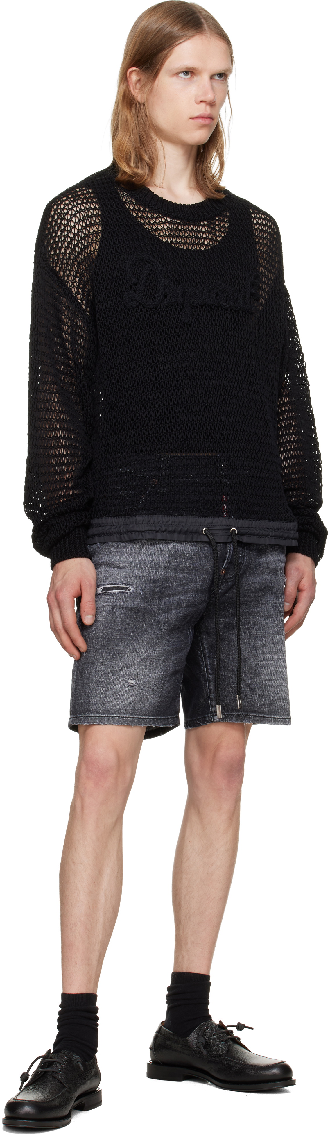 Dsquared2 Black 'Dsquared2 Signature' Open Work Sweater