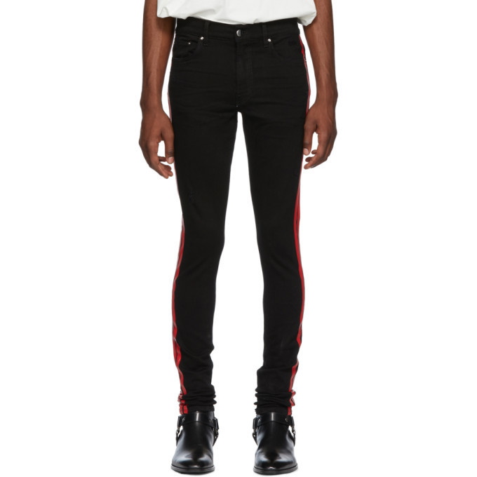 Photo: Amiri Black and Red Stack Track Jeans