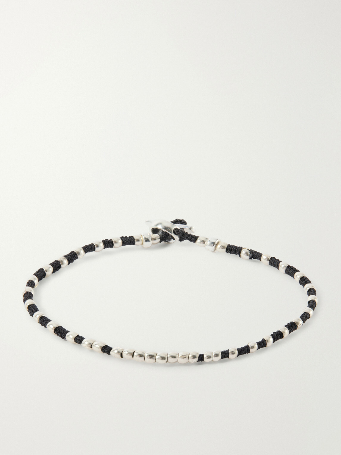 Mikia - Braided Cord and Sterling Silver Beaded Bracelet - Black