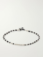 Mikia - Braided Cord and Sterling Silver Beaded Bracelet - Black