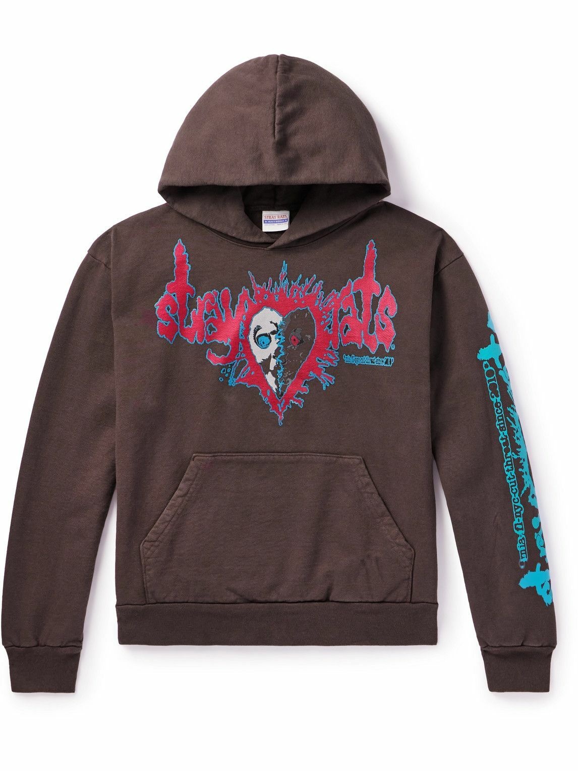 Photo: Stray Rats - Cutthroat Logo-Print Cotton-Jersey Hoodie - Brown