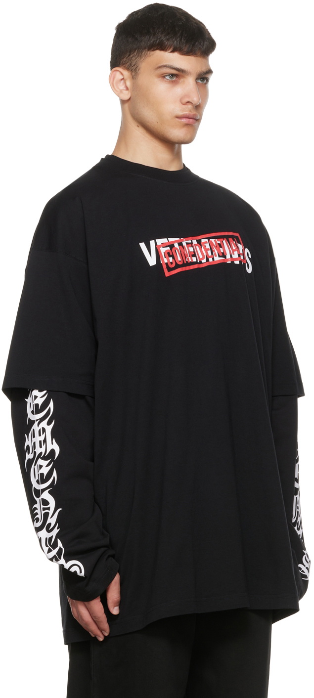 VETEMENTS Black 'Confidential' T-Shirt Vetements
