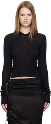 Rick Owens Black Concordians Cropped Rib LS Hoodie