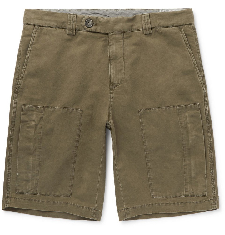 Photo: Brunello Cucinelli - Linen and Cotton-Blend Cargo Shorts - Army green