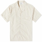 Eastlogue Men's Holiday Short Sleeve Shirt in Beige/Blue Stripe