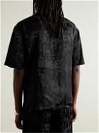 Alexander McQueen - Camp-Collar Logo-Jacquard Satin Shirt - Black