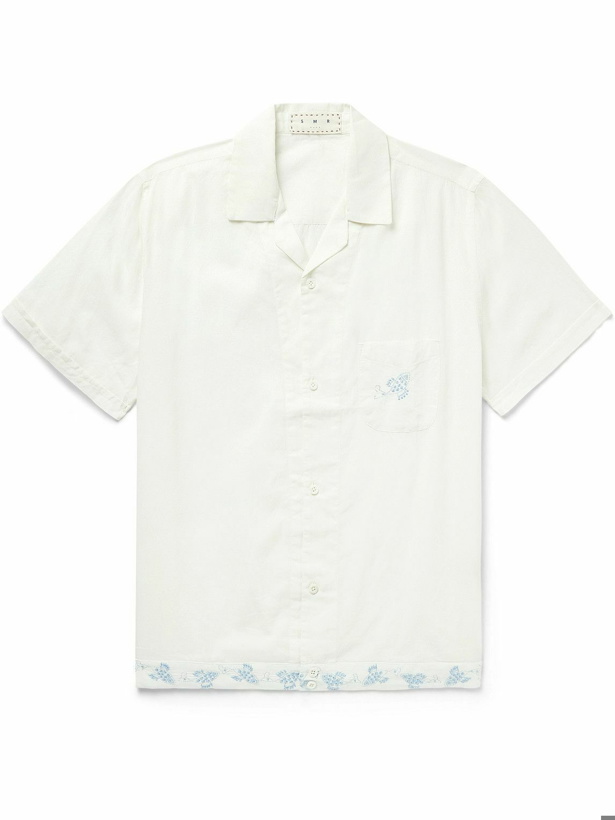 Photo: SMR Days - Camp-Collar Embroidered Cotton-Voile Shirt - Neutrals
