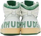 Rhude White & Green Rhecess Hi Sneakers