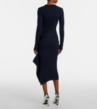 Stella McCartney Ribbed-knit ruffled cotton midi skirt