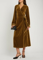 Forte_forte Velvet Midi Wrap Dress Gold