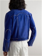 Wales Bonner - Studded Suede Biker Jacket - Blue