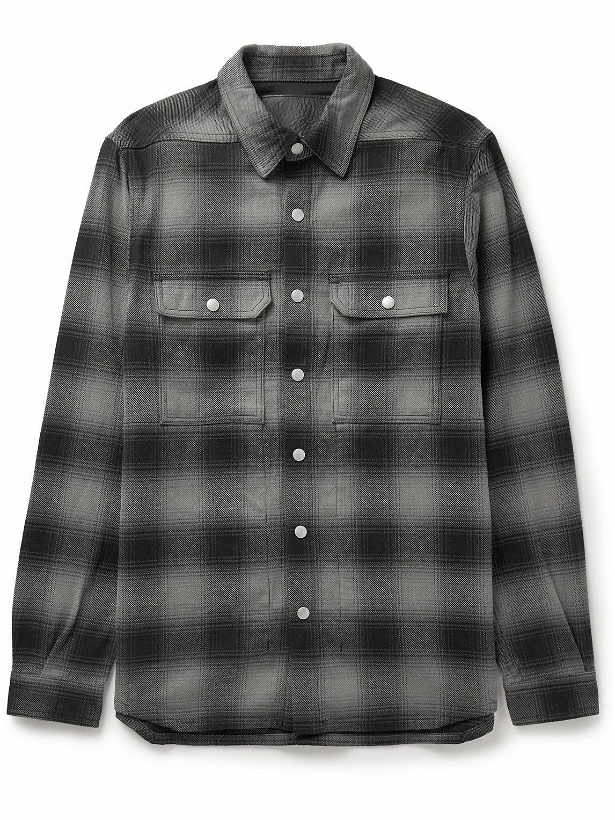 Photo: DRKSHDW by Rick Owens - Checked Cotton-Flannel Overshirt - Black