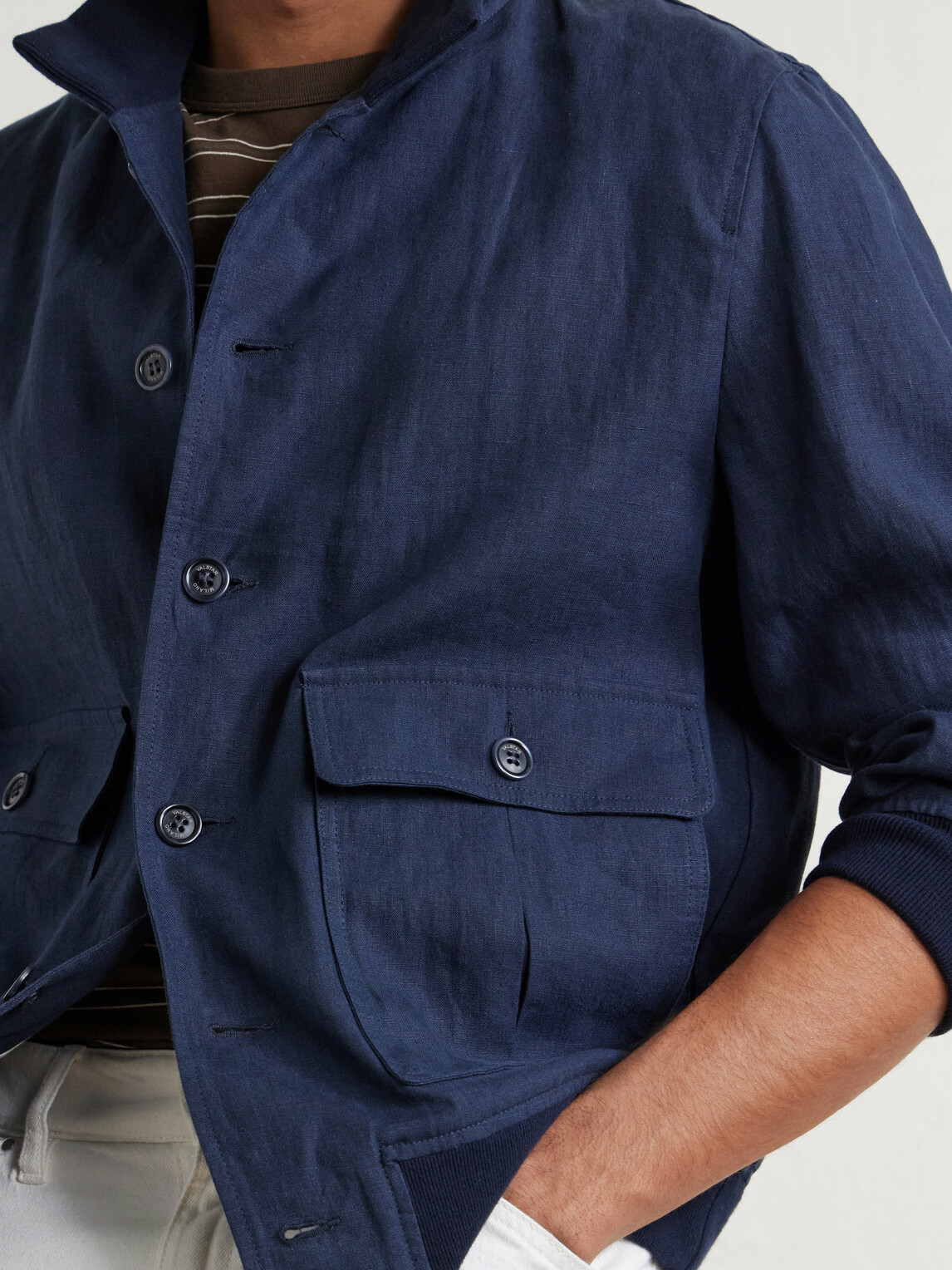 Valstar - Valstarino Linen Bomber Jacket - Blue