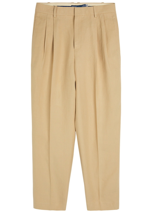 Photo: Polo Ralph Lauren Pleated Tapered-leg Hemp Trousers Tan