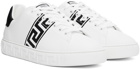Versace White & Black Embroidered Greca Sneakers