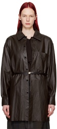 LEMAIRE Brown Loose Leather Jacket