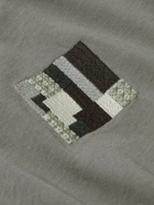 Mr P. - Embroidered Cotton-Jersey T-Shirt - Gray