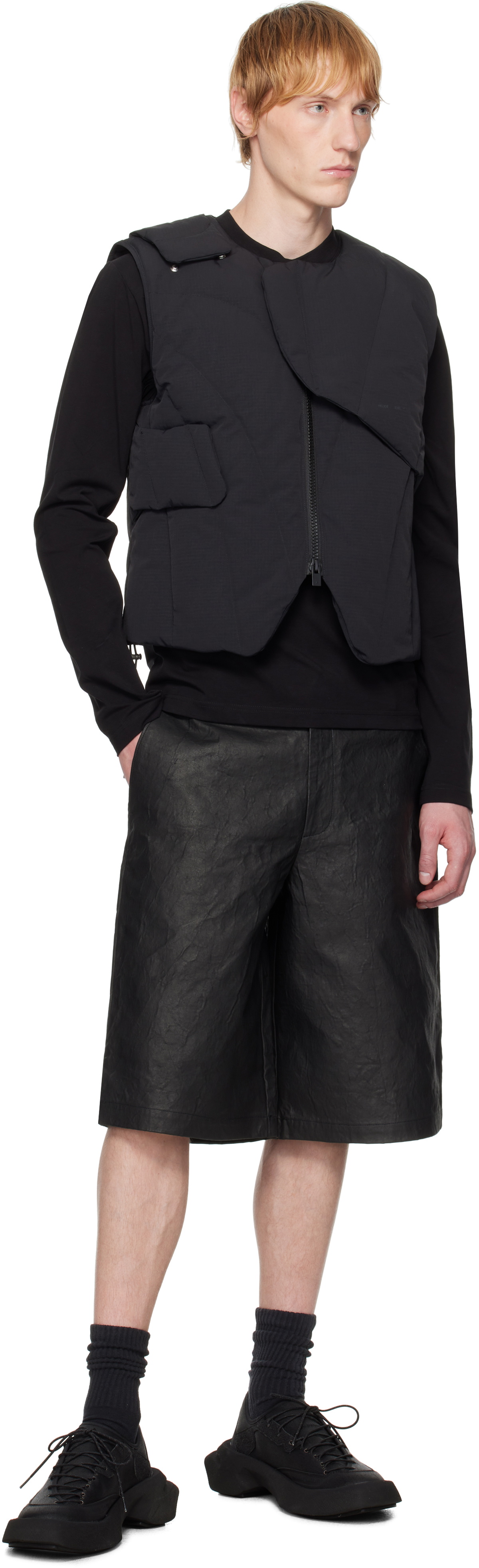 HELIOT EMIL Black Layered Down Vest