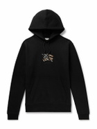 Burberry - Logo-Embroidered Appliquéd Cotton-Jersey Hoodie - Black