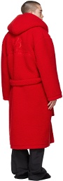 Balenciaga Red Hooded Bath Robe Coat