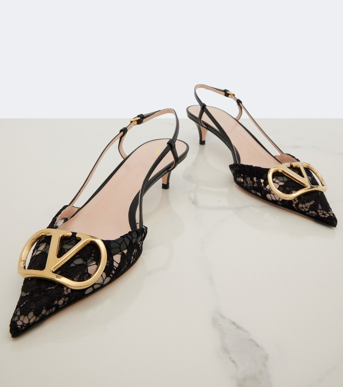 Valentino Garavani VLogo lace slingback pumps