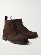 George Cleverley - Taron Pebble-Grain Suede Derby Boots - Brown