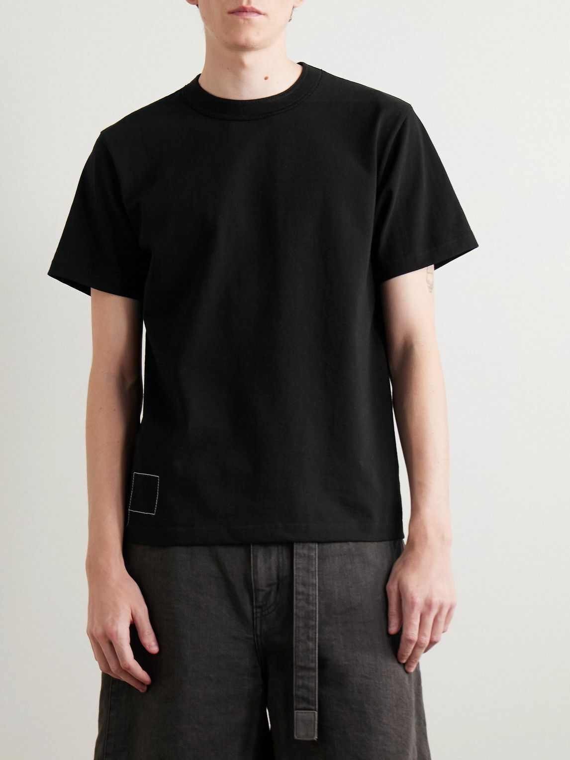 トップス WTAPS sacai Embroidery SS Cotton Black Sacai - WTAPS® Embroidered Logo-Print Cotton-Jersey T-Shirt