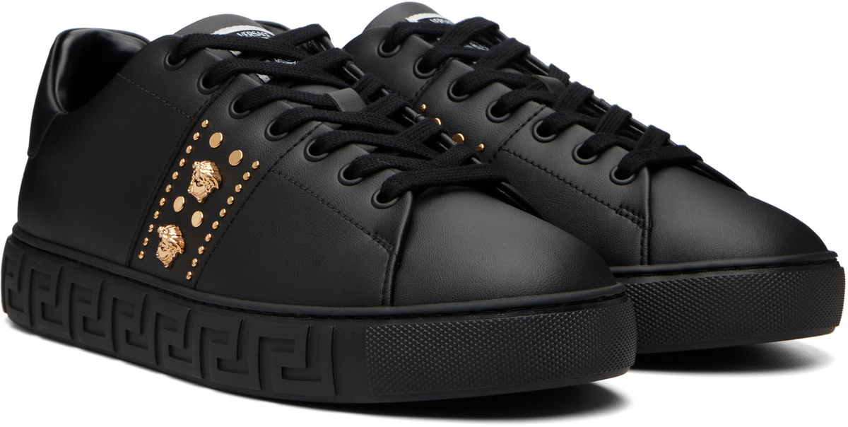 Versace Black Greca Embellished Nylon Sneakers