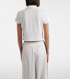Gucci Web Stripe ribbed-knit cropped polo shirt