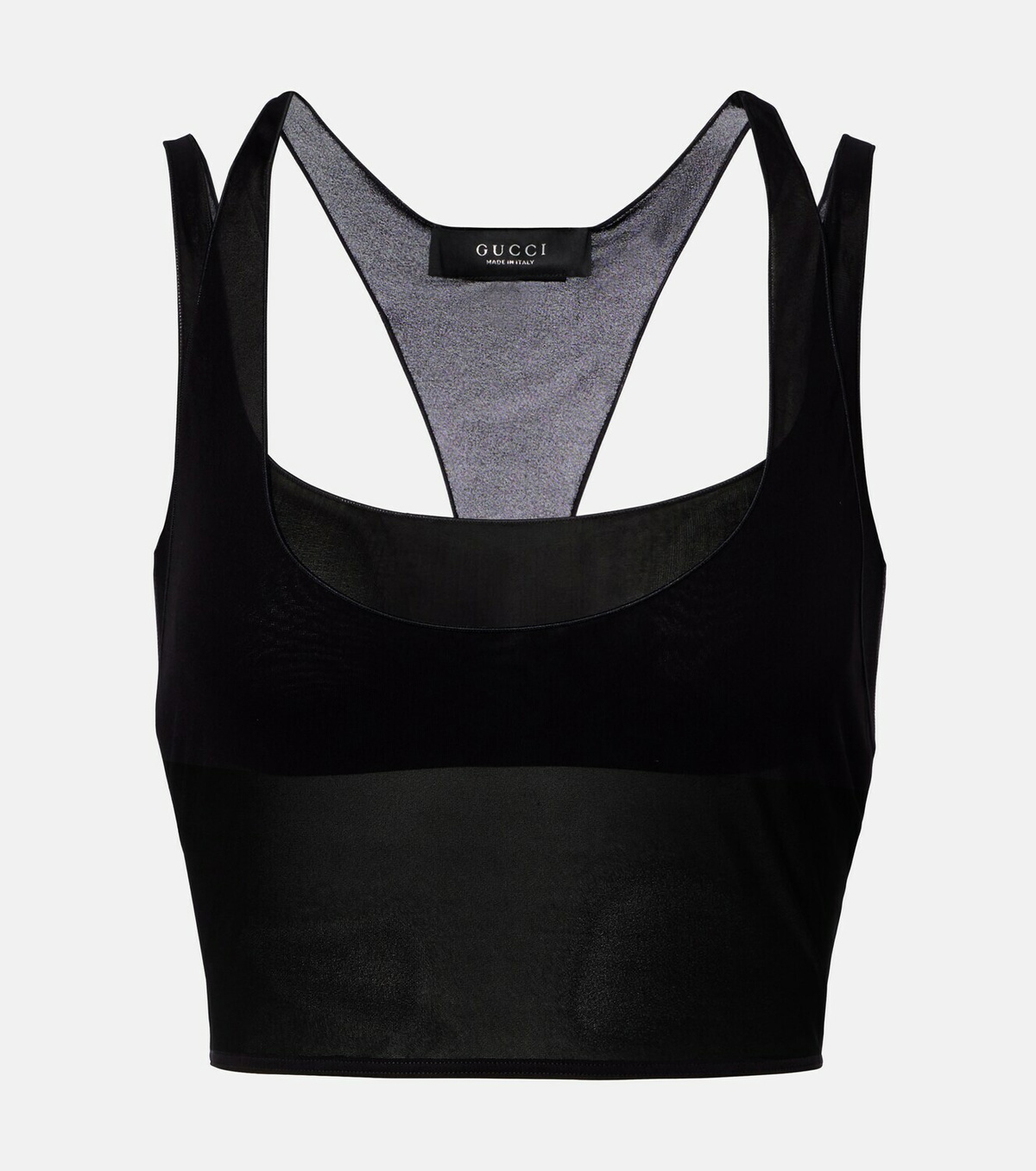 Gucci Layered semi-sheer crêpe jersey top